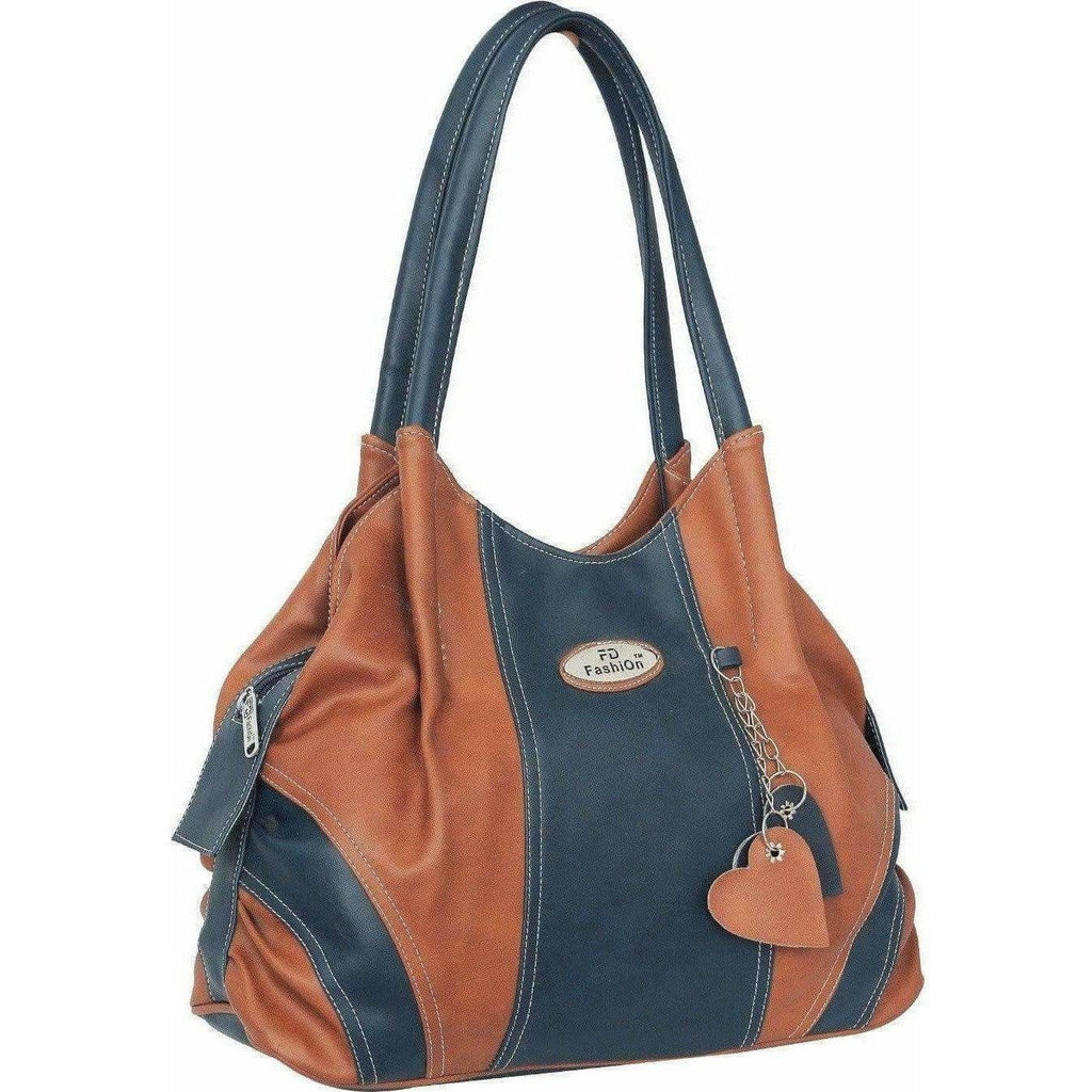 FD Fashion Shoulder Bag  (Tan, Blue) | Grocsy