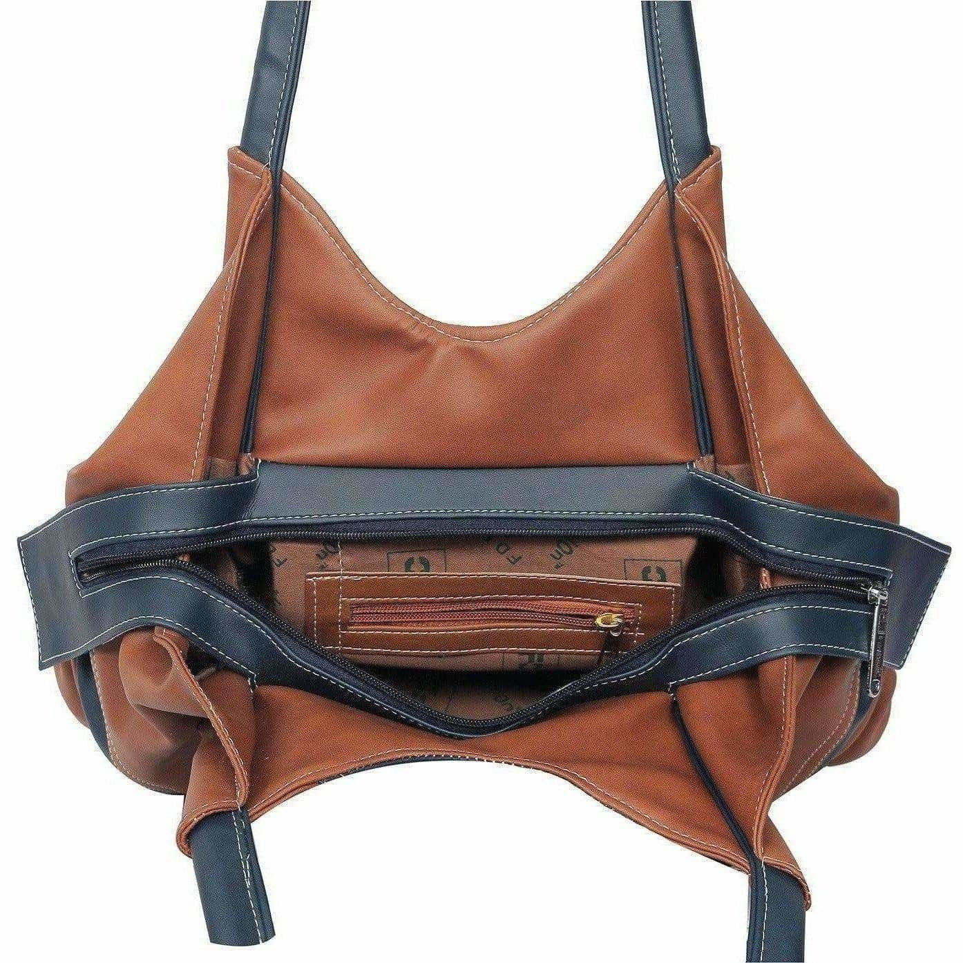 FD Fashion Shoulder Bag  (Tan, Blue) | Grocsy