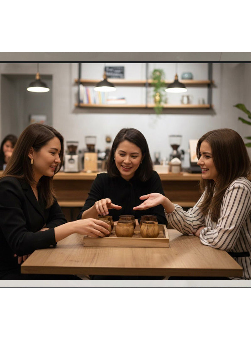 Wood estate Artistic Wooden Tea/Coffee Set-Natural Wooden Tea Drinking Cup Coffee Cup | Grocsy