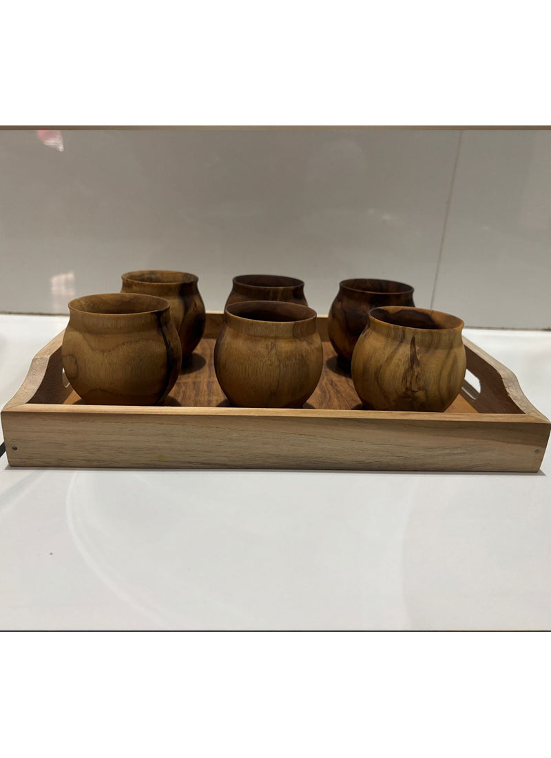 Wood estate Artistic Wooden Tea/Coffee Set-Natural Wooden Tea Drinking Cup Coffee Cup | Grocsy