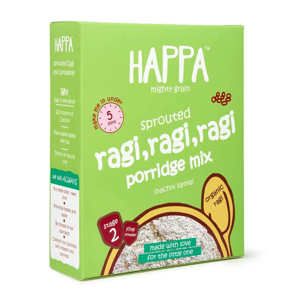 Happa Organic Ragi Porridge Mix- Ragi+Cardamom and Ragi+Banana+Mango Combo | Grocsy