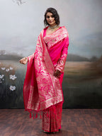 Shree Shyam Fashion Pink Silk Blend Saree | Grocsy