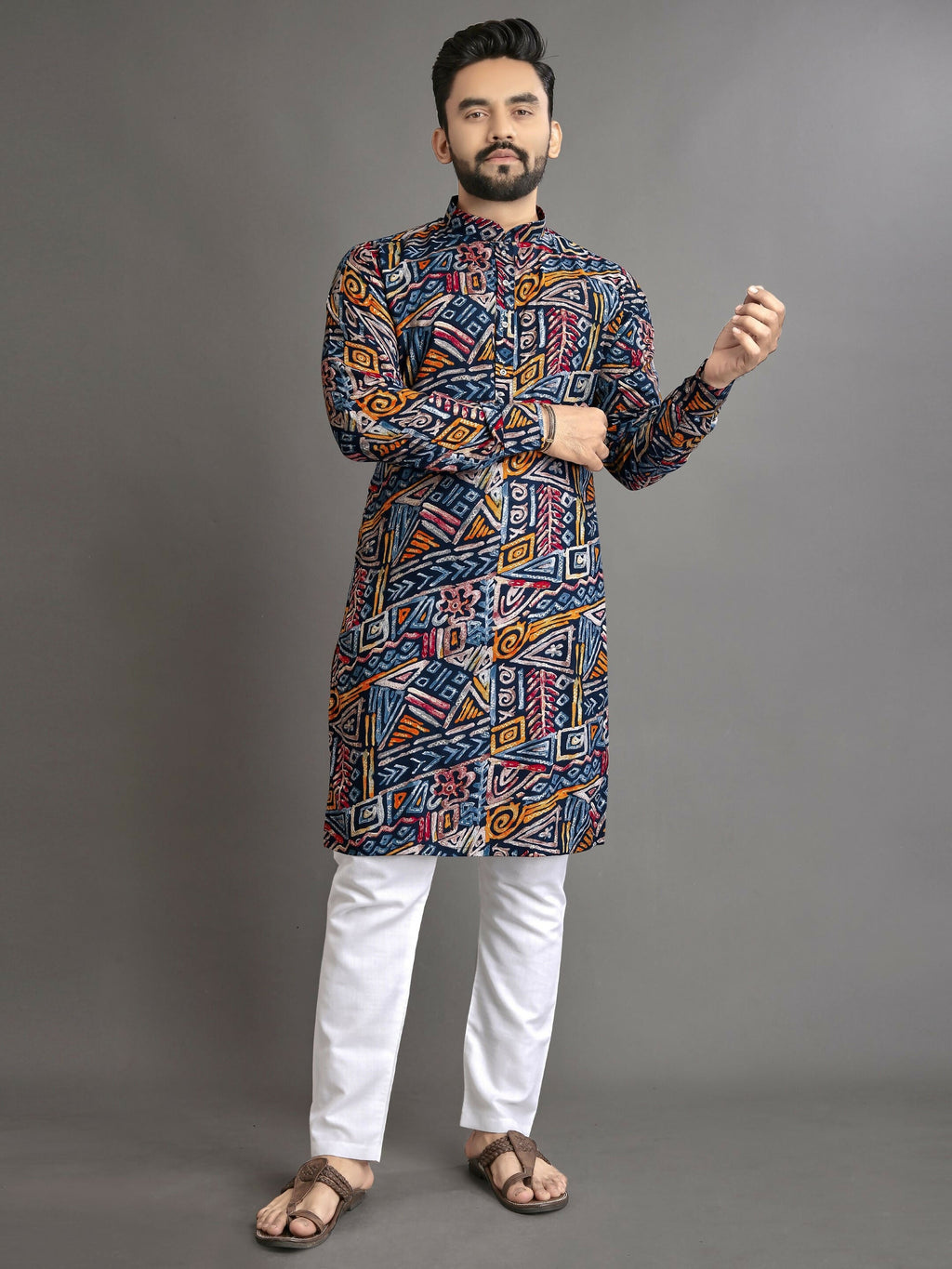 Anaita Multicolor Printed Cotton Straight Kurta | Grocsy