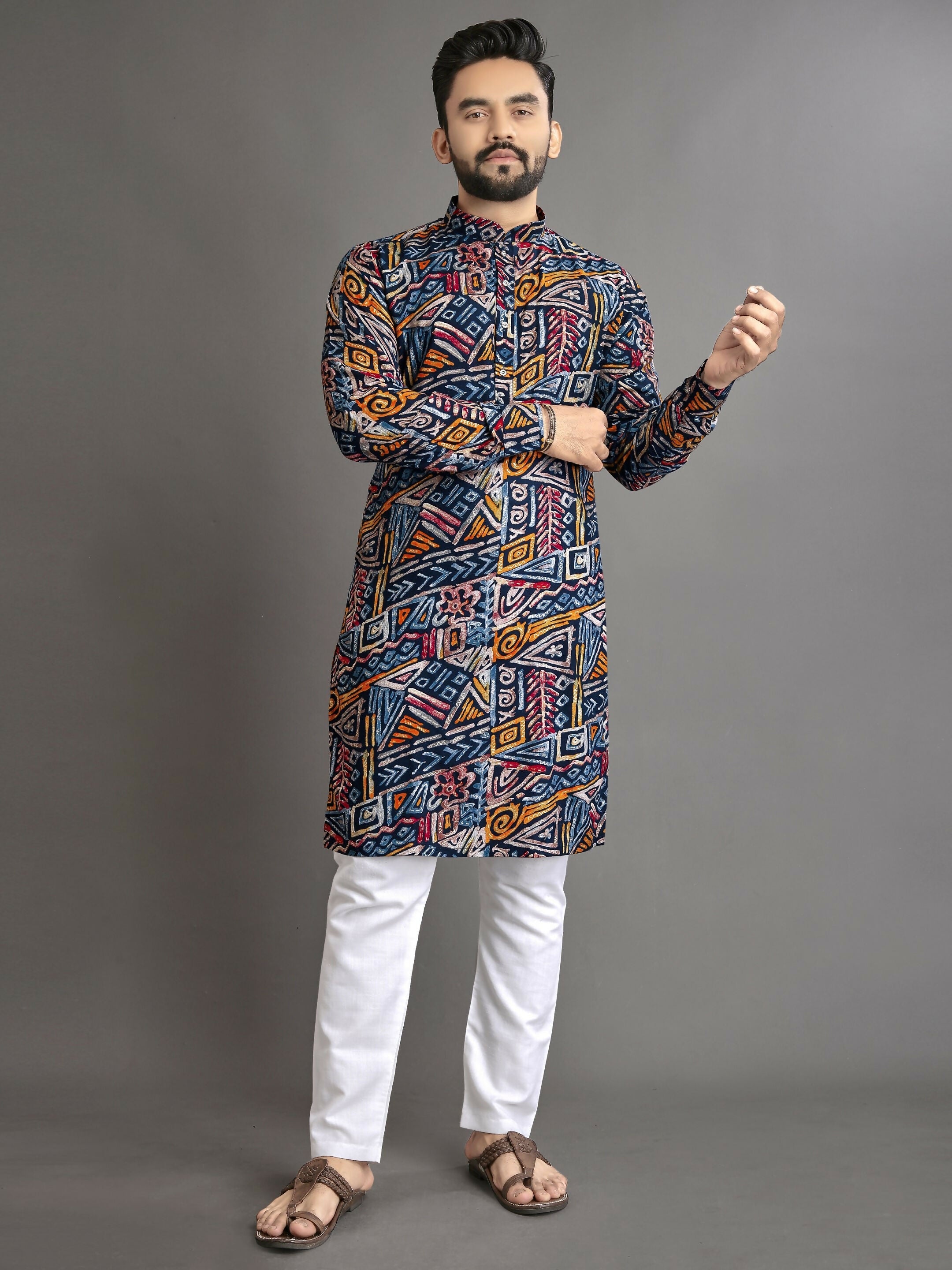 Anaita Multicolor Printed Cotton Straight Kurta | Grocsy