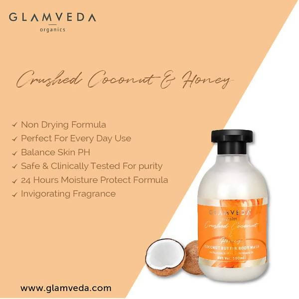 Glamveda Crushed Coconut & Honey Body Wash | Grocsy