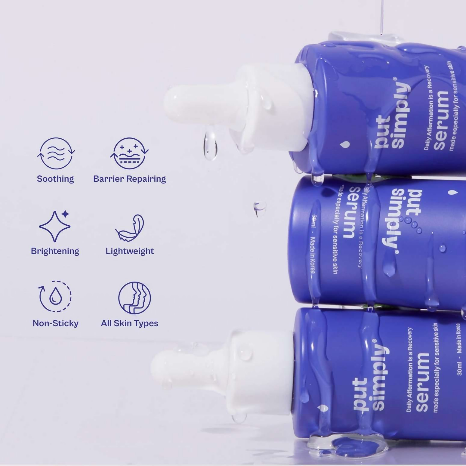 Put Simply Daily Affermation Soothing Serum With Peptides & 74% Ferments For Inflamed Skin | Grocsy