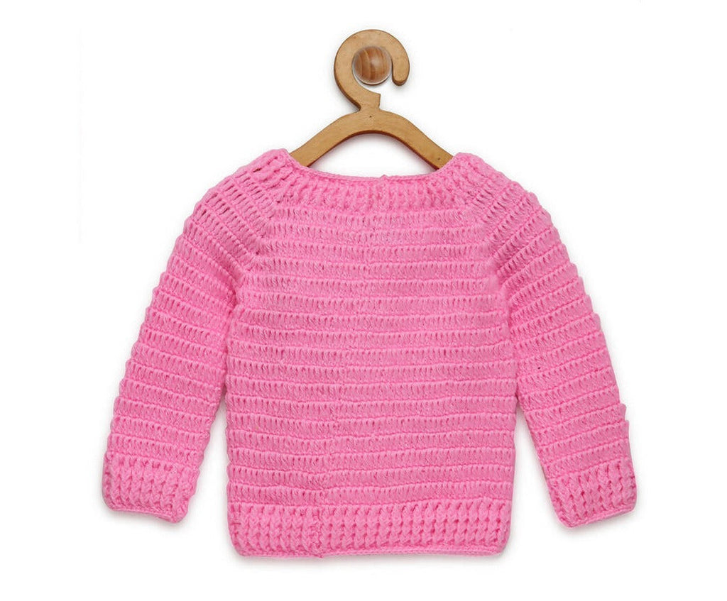 Chutput Kids Pingue Design Solid Pink Pullover Sweater | Grocsy