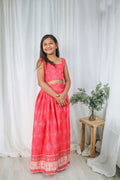 Aayaa Designer Printed Chinon Crochet Sequance Kids Lehenga Choli - Pink | Grocsy