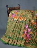 Shades Of Parrot Green Floral Design Semi Chanderi Saree By Gayathri Reddy Designer Studio | Grocsy