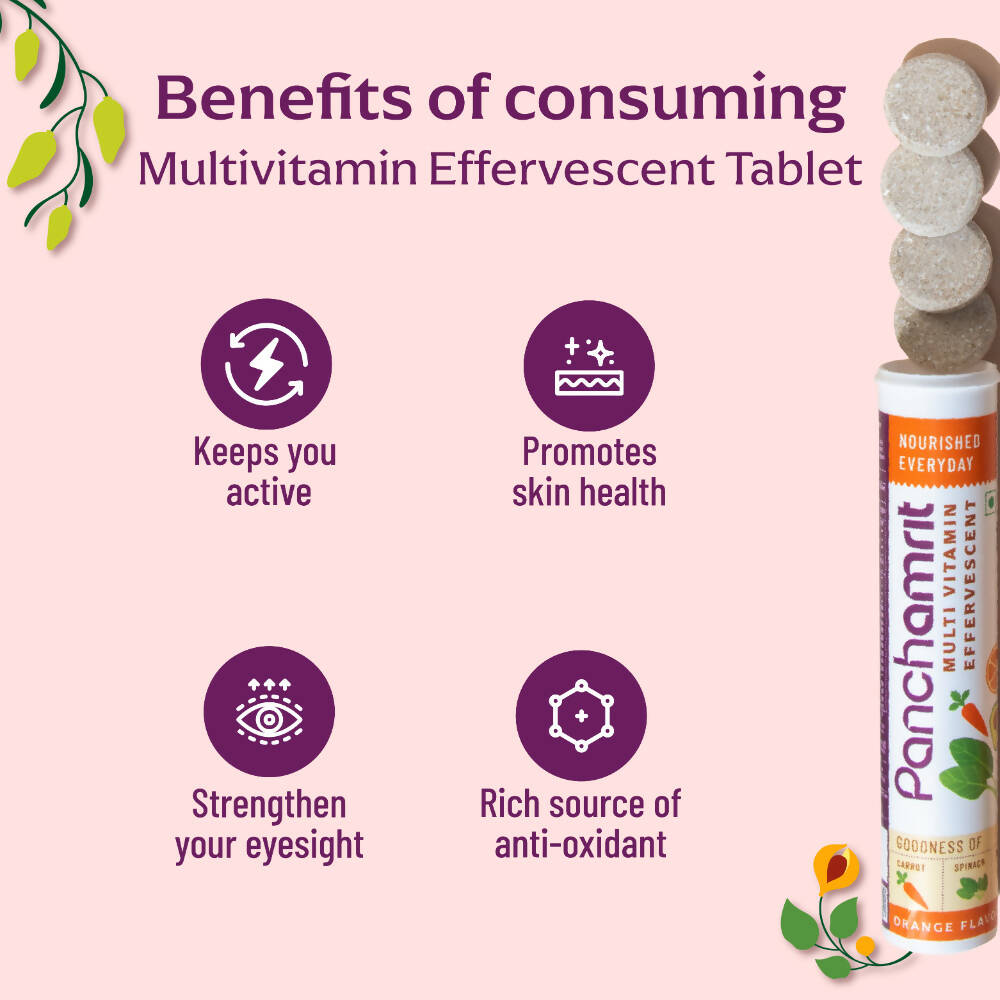 Panchamrit Multi-Vitamin Effervescent Tablets-Orange Flavor | Grocsy