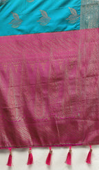 Lorenvalley Fashion Rama Soft Silk Woven Design Zari Weaving Saree | Grocsy