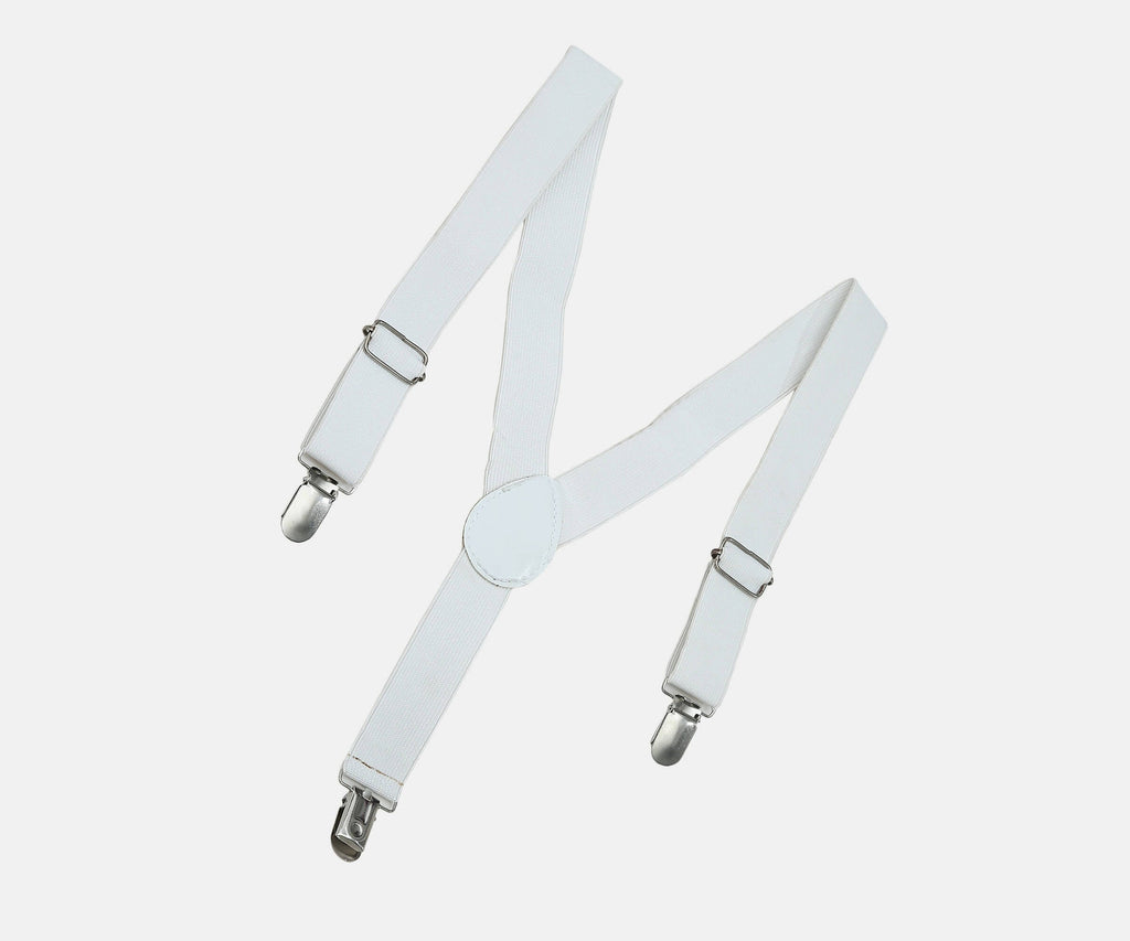 Manet Boys Solid Suspenders - White | Grocsy