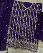 KC Latest Cocktail Wear Purple Chinon Sharara Suit For Women | Grocsy