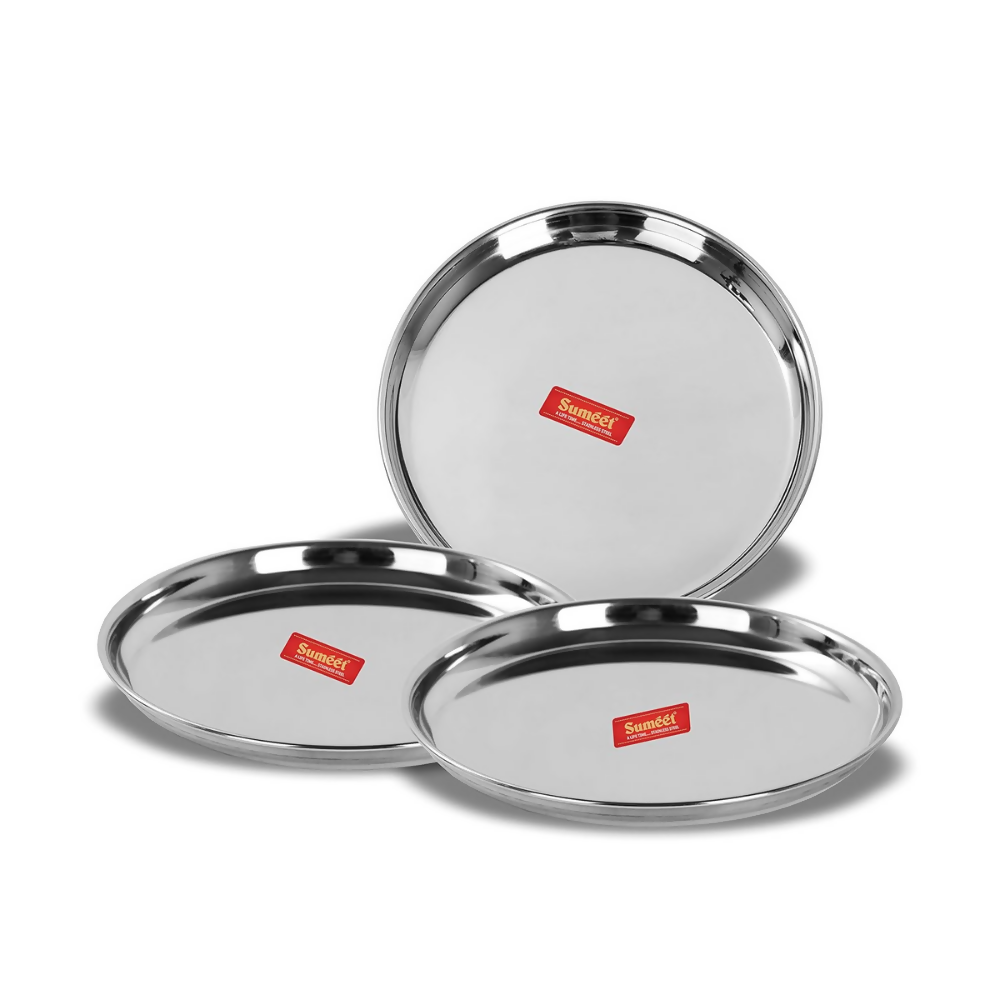 Sumeet Stainless Steel Plates - 17 cm | Grocsy