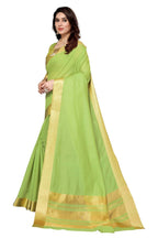 Vamika Green Cotton Polyester Silk Weaving Saree | Grocsy