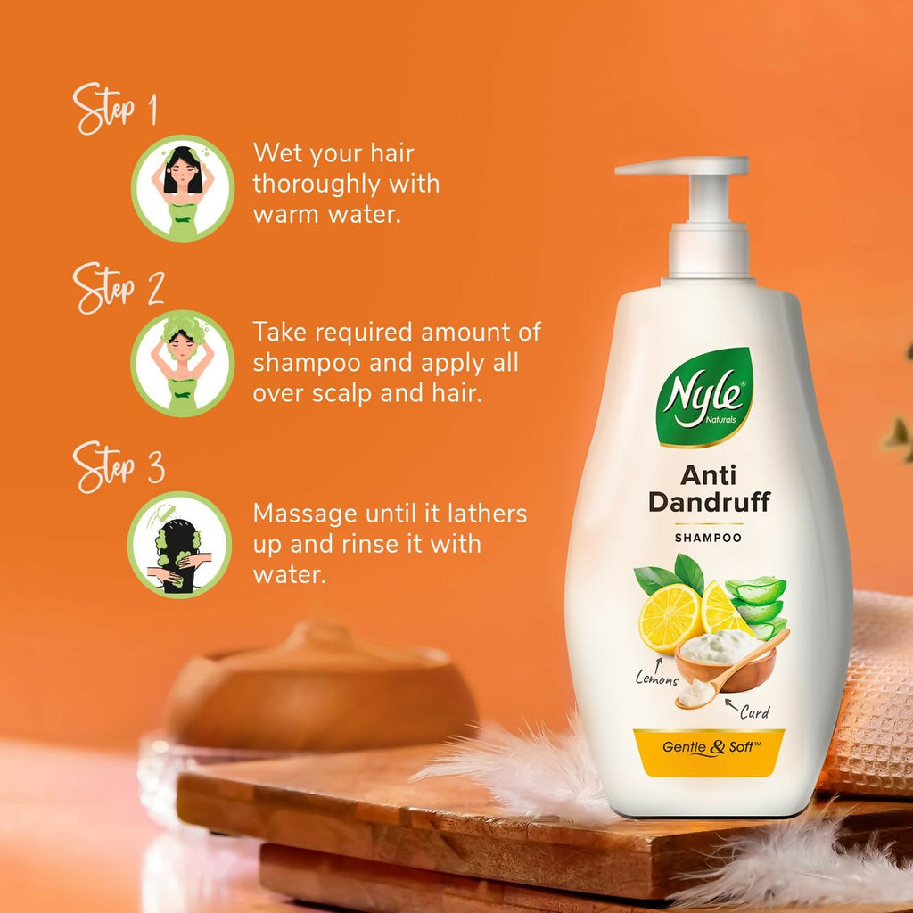 Nyle Naturals Anti Dandruff Shampoo, With Lemon And Curd, Gentle & Soft, For Men & Women | Grocsy