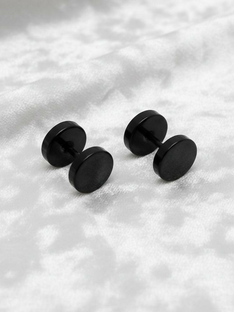 NVR Men's Black Rhodium Plated Studs Earrings | Grocsy