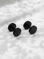 NVR Men's Black Rhodium Plated Studs Earrings | Grocsy