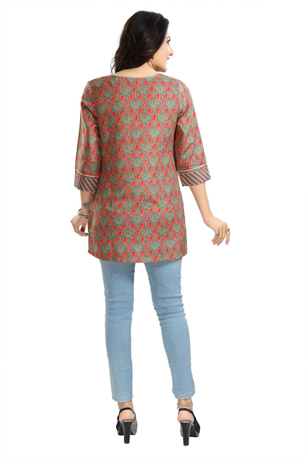 Snehal Creations Pleasant Pista Green Rayon Short Kurti Tunic Top | Grocsy