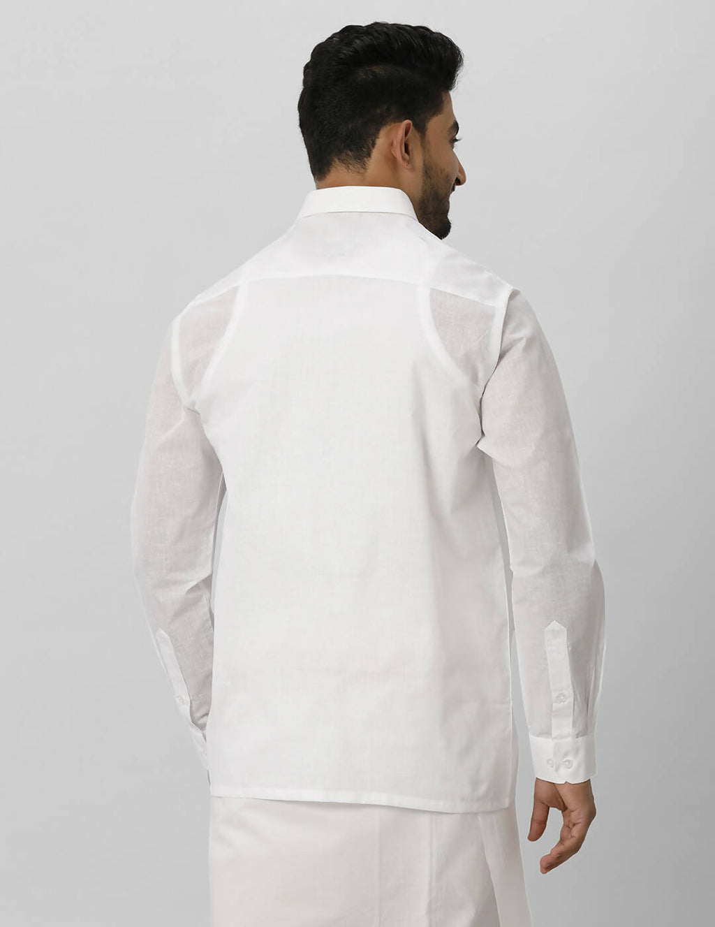 Ramraj Cotton Mens Full Sleeve Formal Poly Cotton White Shirt | Grocsy
