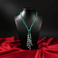 Joban Fashion Women Green Adjustable 2-Line Long Beaded Statement Necklace | Grocsy