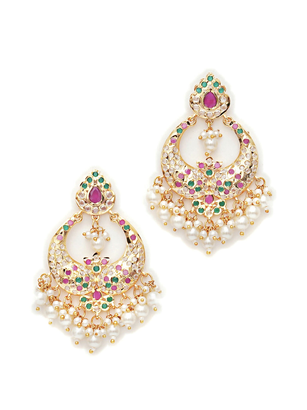 Jadau Earrings (Gold) - Ruby Raang | Grocsy