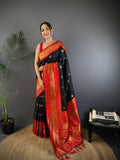 Joban Fashion Banarasi Black Woven Soft Silk Saree | Grocsy