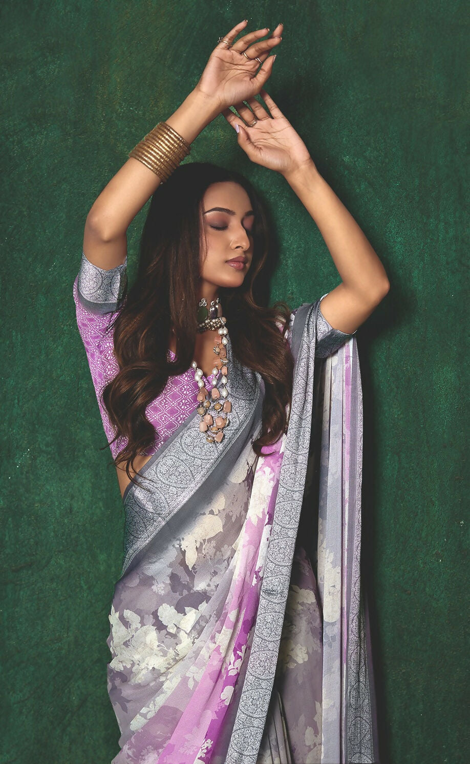 Joban Fashion Dola Silk With Zari Border Shaded Multi Color Work Saree | Grocsy