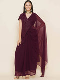 Women Republic Bronze Georgette Jacket With Skirt | Grocsy