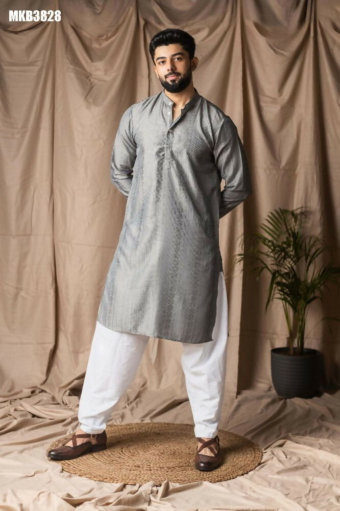 Grey Rayon Thread Embroidery Work Kurta Set - Mahotsav | Grocsy