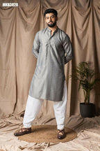 Grey Rayon Thread Embroidery Work Kurta Set - Mahotsav | Grocsy