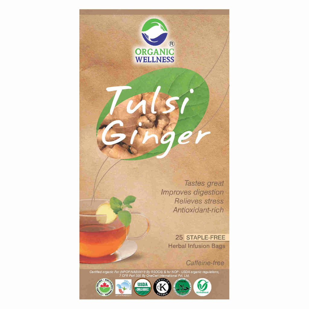 Organic Wellness Tulsi Ginger Teabags | Grocsy