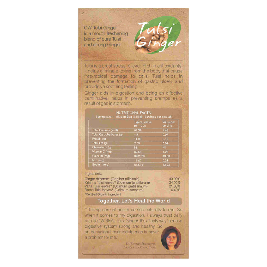 Organic Wellness Tulsi Ginger Teabags | Grocsy