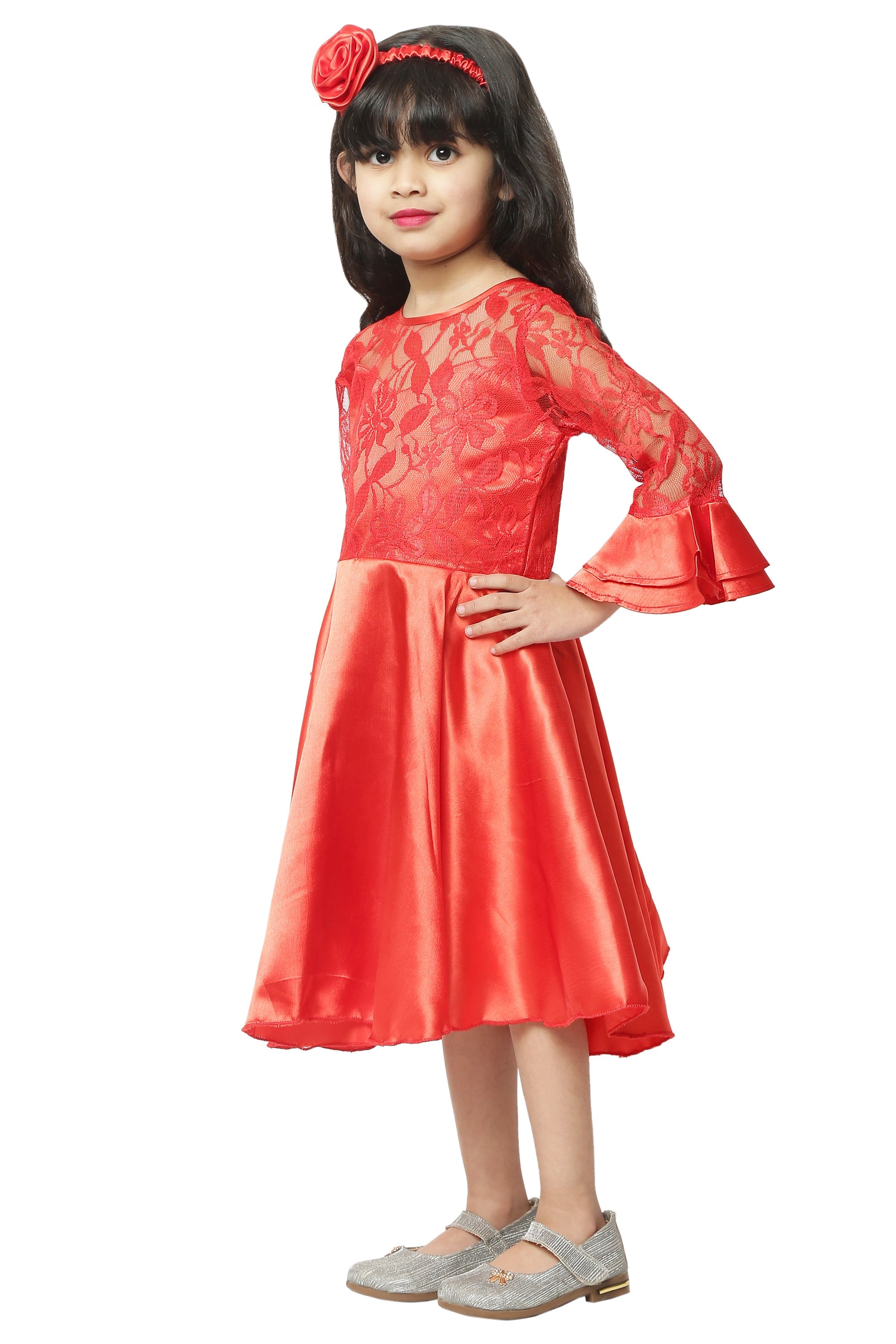 Asmaani Kids Party Wear Stylish Dresses, Perfect for Parties, Functions & Vacations - Red | Grocsy