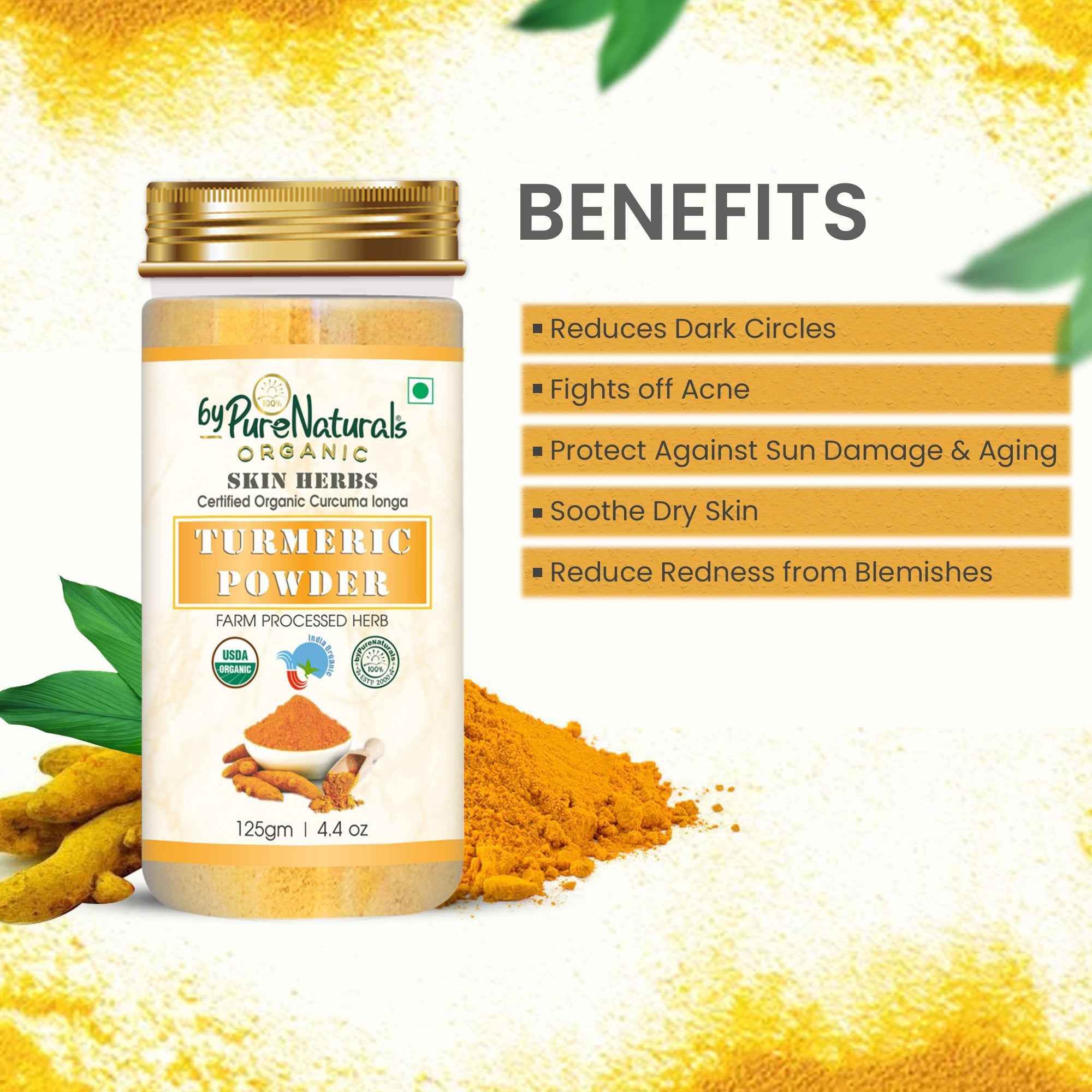 byPureNaturals Organic Turmeric Powder (Daru Haridra) | Grocsy