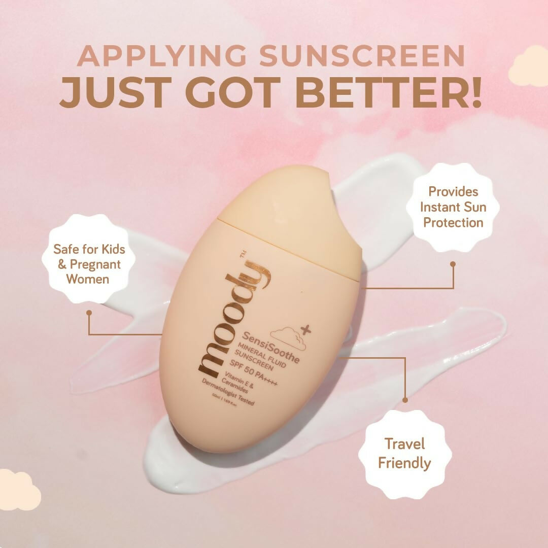 Moody SensiSoothe Mineral Brightening Sunscreen Serum with Ceramides & Rice | Grocsy