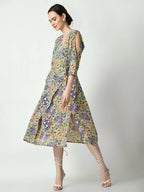 Myshka Women's Multi Floral Printed A-Line Dress | Grocsy