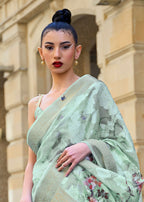 Lovely Teal Blue Polly Brasso Designer Saree - Emponline | Grocsy