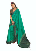 Joban Fashion Satin Silk With Zari Border Green Colored Designer Pallu Saree | Grocsy