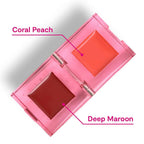 Gush Beauty Play Tint & Lip Stains - 2 in 1 Lip and Cheek Tint - Coarl Peach & Deep Maroon | Grocsy