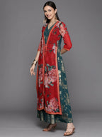 Ahalyaa Women's Green Crepe Gold Smoke Printed Dress | Grocsy