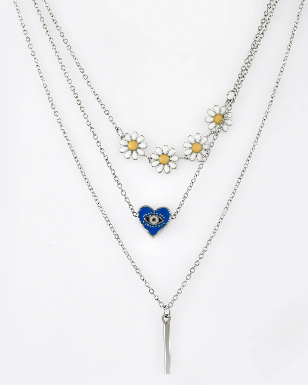 VOJ Beads Silver Plated Stainless Steel Layered Chain | Grocsy