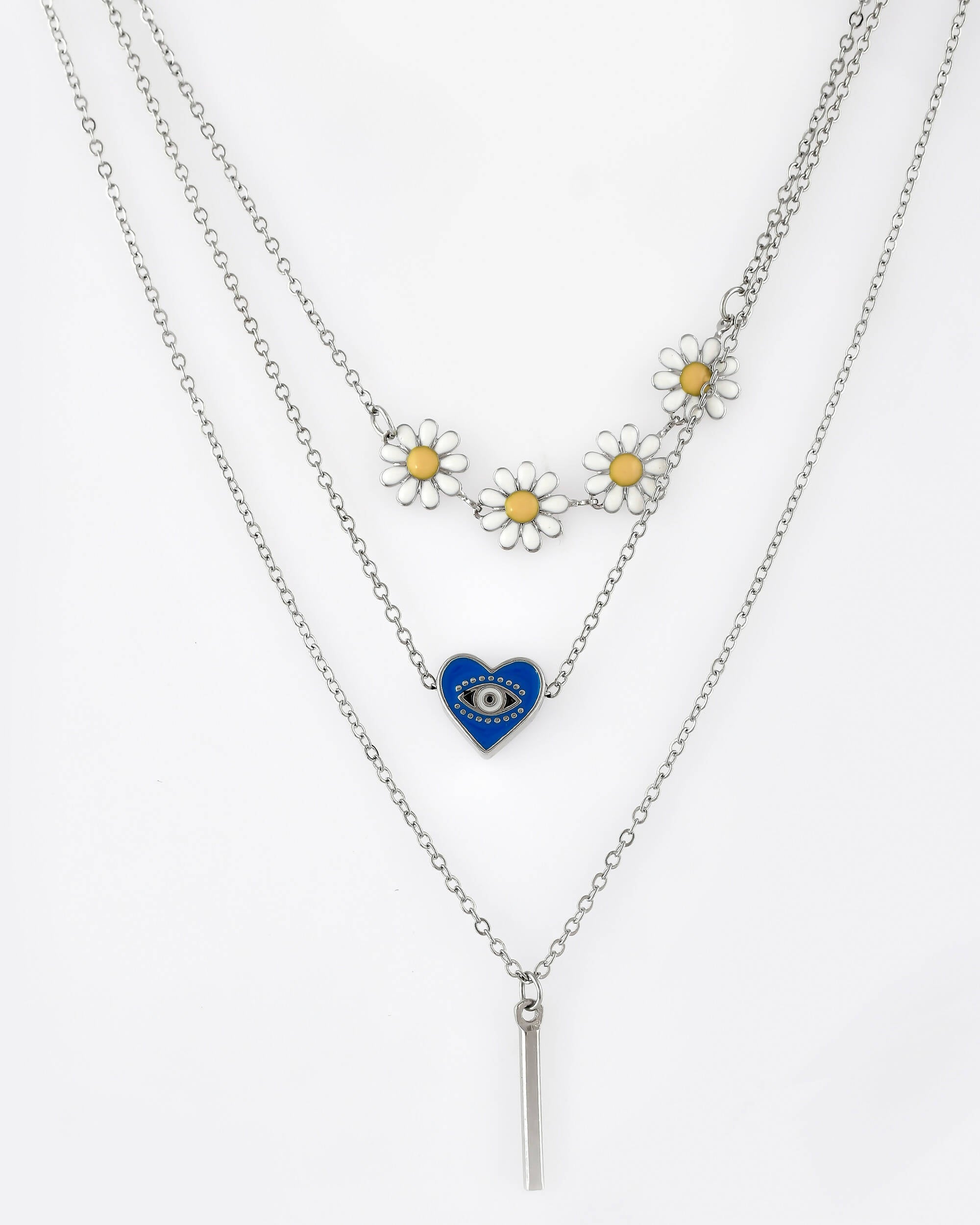 VOJ Beads Silver Plated Stainless Steel Layered Chain | Grocsy