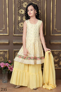 Kids Wedding Designer Yellow Faux Georgette Sharara Suit - Aaradhna | Grocsy