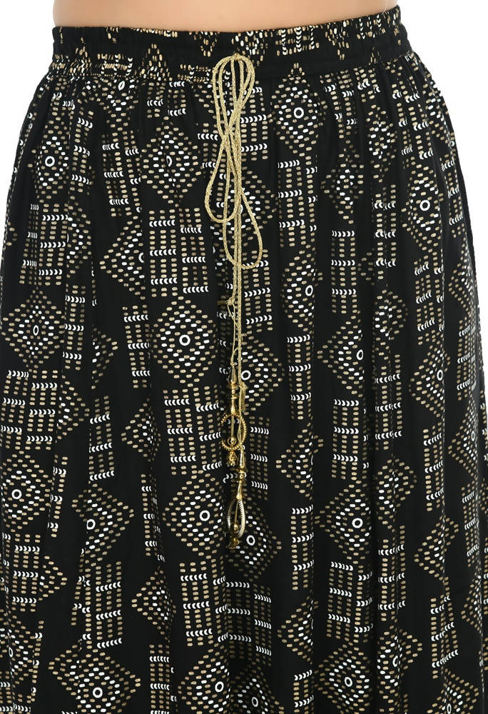Mominos Fashion Moeza Cotton Black Printed Lehenga (Lancha) | Grocsy