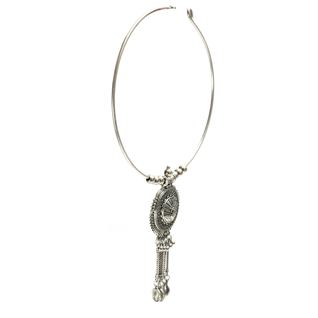Mominos Fashion Johar Kamal Oxidised Silver-Plated Hasli Design Necklace Choker For Women | Grocsy