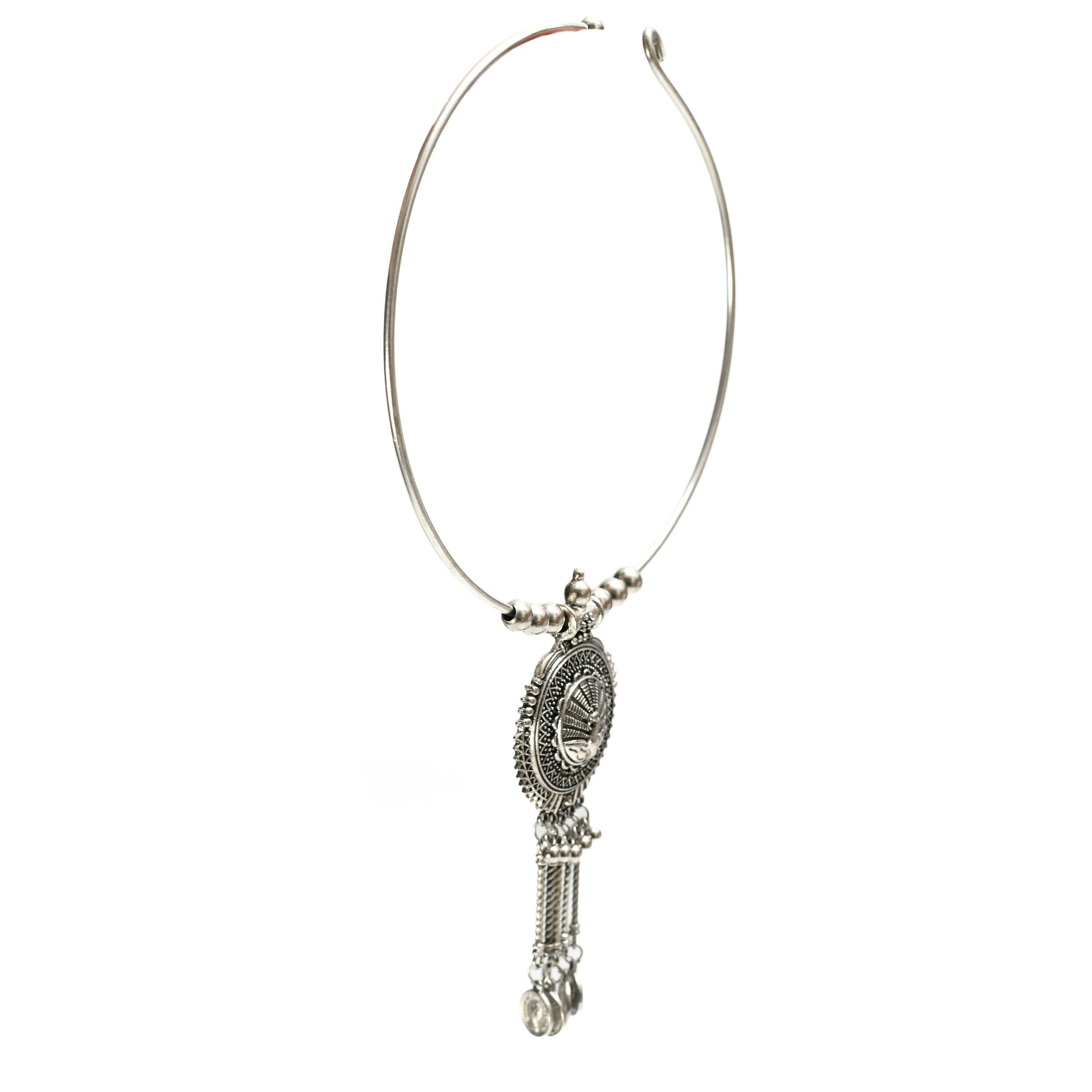 Mominos Fashion Johar Kamal Oxidised Silver-Plated Hasli Design Necklace Choker For Women | Grocsy