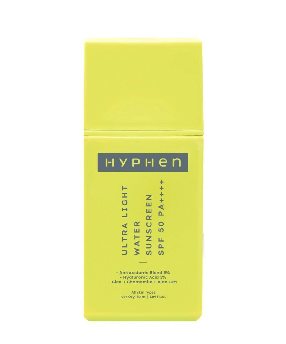 Hyphen By Kriti Sanon Ultra Light Water Sunscreen SPF 50 PA++++ UVA-UVB & Blue Light Protection, No White Cast, For Men & Women | Grocsy
