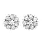 Nuyug Rhodium-Plated Zircon Studded Floral Statement Stud Earrings | Grocsy