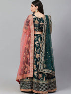Tulsi Art Green Semi-Stitched Myntra Lehenga & Unstitched Blouse With 2 Dupattas | Grocsy